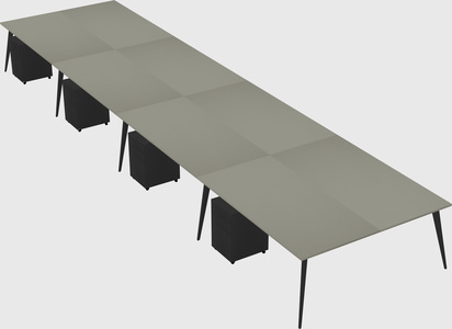 Shared rectangular office desk system