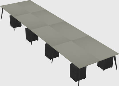 Shared rectangular office desk system