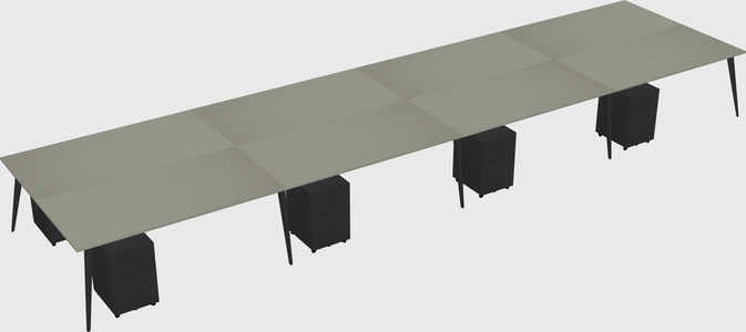 Shared rectangular office desk system