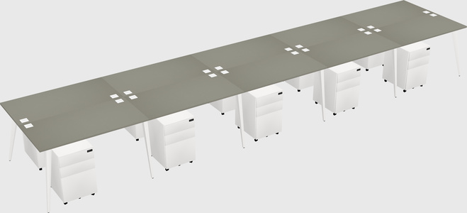 Shared rectangular office desk system