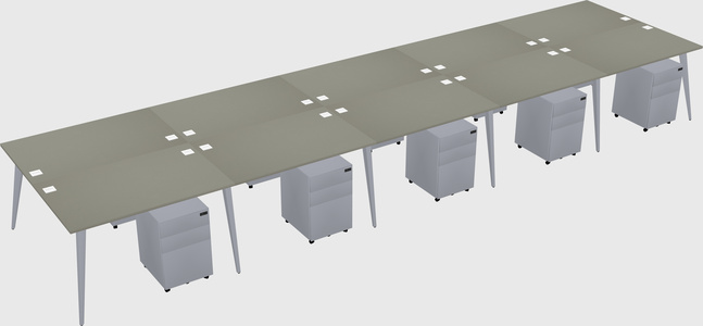 Shared rectangular office desk system