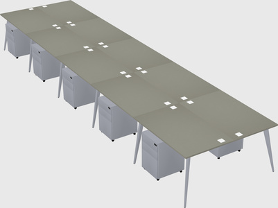 Shared rectangular office desk system
