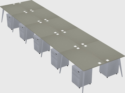 Shared rectangular office desk system