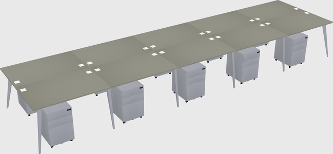 Shared rectangular office desk system