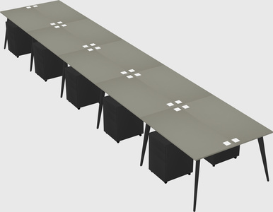 Shared rectangular office desk system