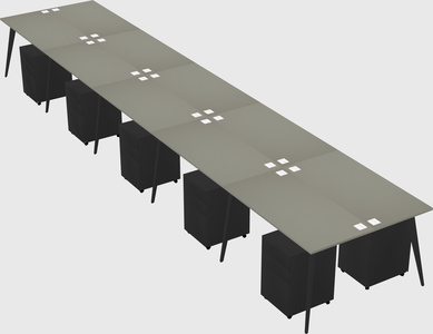 Shared rectangular office desk system