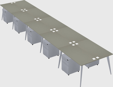 Shared rectangular office desk system