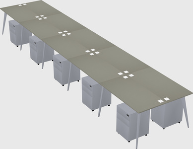 Shared rectangular office desk system