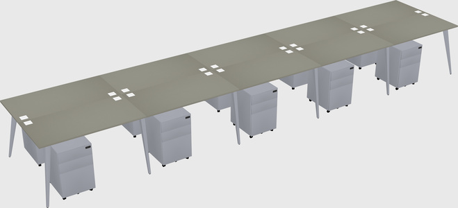 Shared rectangular office desk system