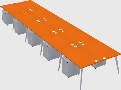 Shared rectangular office desk system