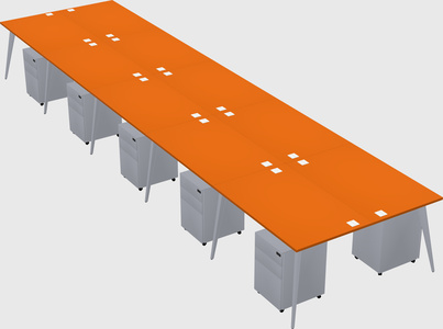 Shared rectangular office desk system