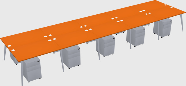 Shared rectangular office desk system