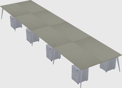 Shared rectangular office desk system