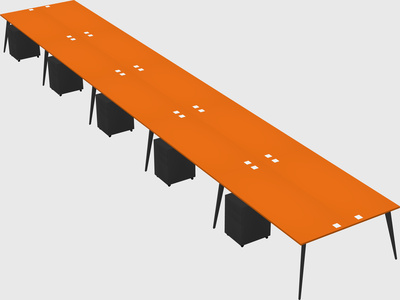 Shared rectangular office desk system
