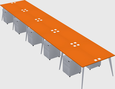 Shared rectangular office desk system