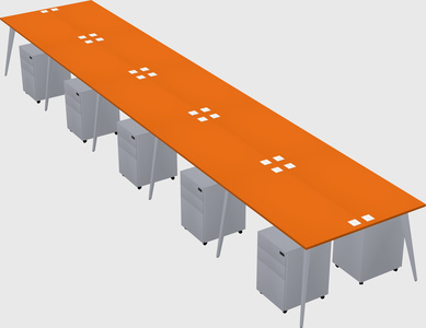 Shared rectangular office desk system