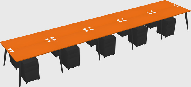Shared rectangular office desk system