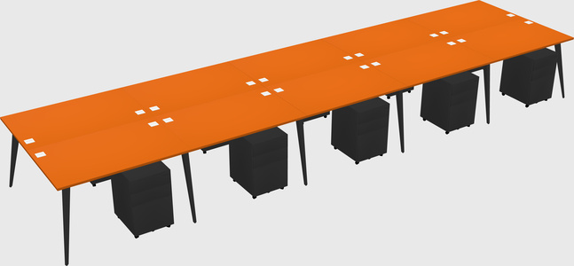 Shared rectangular office desk system
