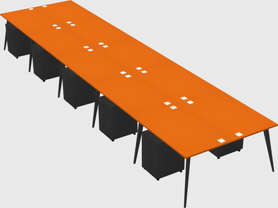 Shared rectangular office desk system