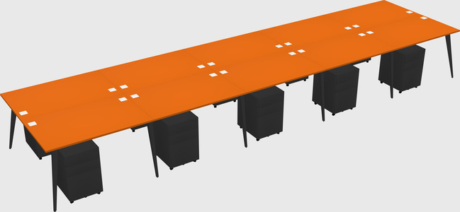 Shared rectangular office desk system
