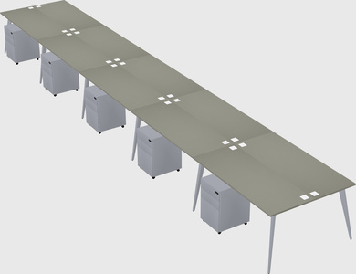 Shared rectangular office desk system