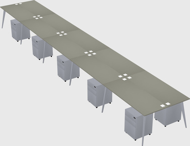Shared rectangular office desk system