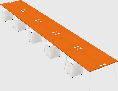 Shared rectangular office desk system