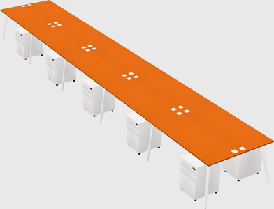 Shared rectangular office desk system