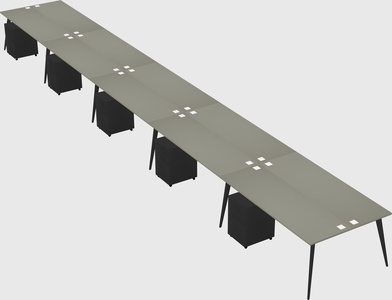 Shared rectangular office desk system