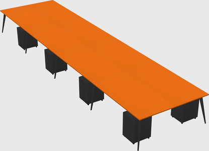 Shared rectangular office desk system