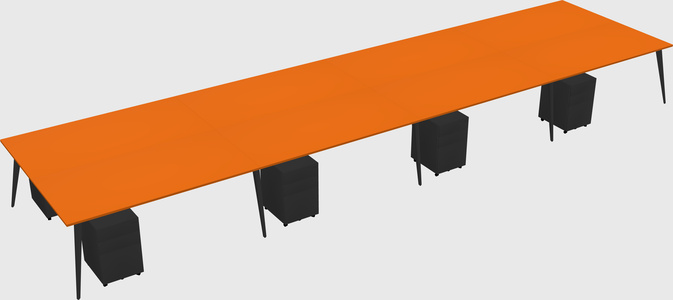 Shared rectangular office desk system