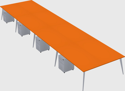 Shared rectangular office desk system
