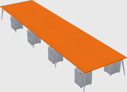 Shared rectangular office desk system