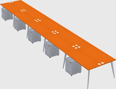 Shared rectangular office desk system