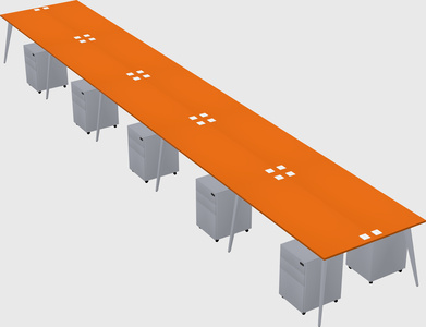 Shared rectangular office desk system
