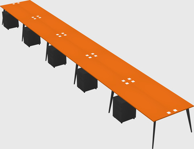 Shared rectangular office desk system