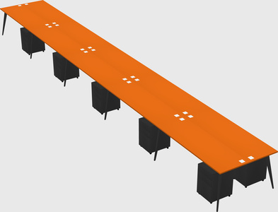 Shared rectangular office desk system