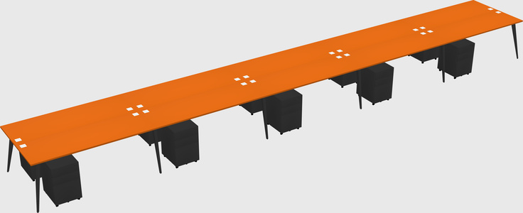Shared rectangular office desk system