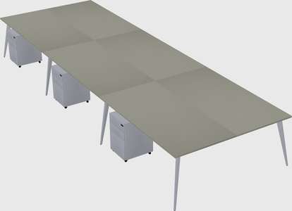 Shared rectangular office desk system