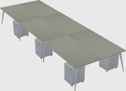 Shared rectangular office desk system