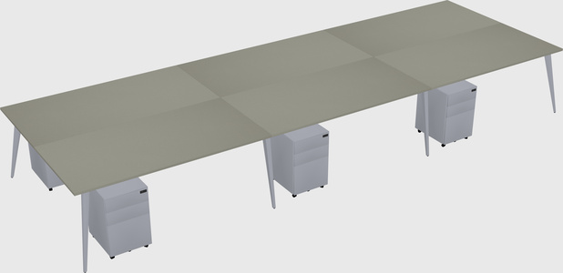 Shared rectangular office desk system