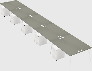 Shared rectangular office desk system