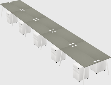 Shared rectangular office desk system