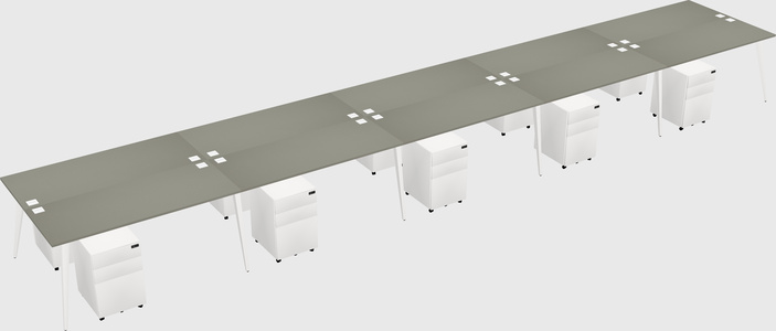 Shared rectangular office desk system