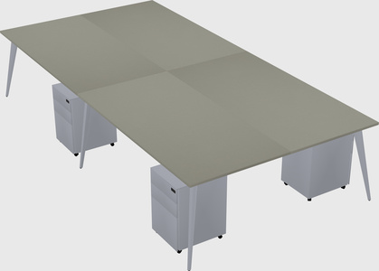Shared rectangular office desk system