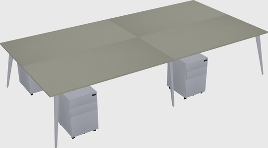 Shared rectangular office desk system