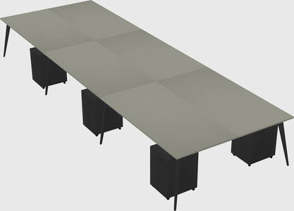 Shared rectangular office desk system
