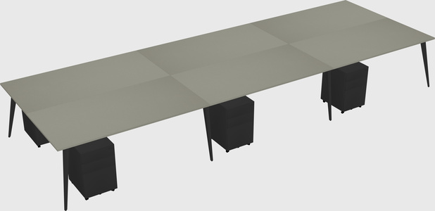 Shared rectangular office desk system