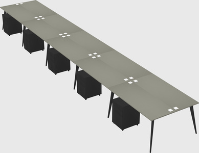 Shared rectangular office desk system