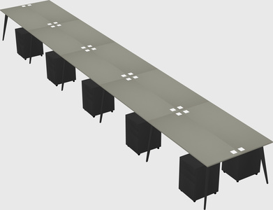 Shared rectangular office desk system